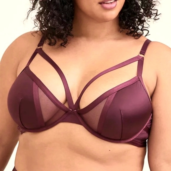 ❤️NWT VINTAGE TORRID BRA SATIN PLUNGE STRAPPY UNDERWIRE LIGHTLY LINED BRALETTE - Picture 5 of 8